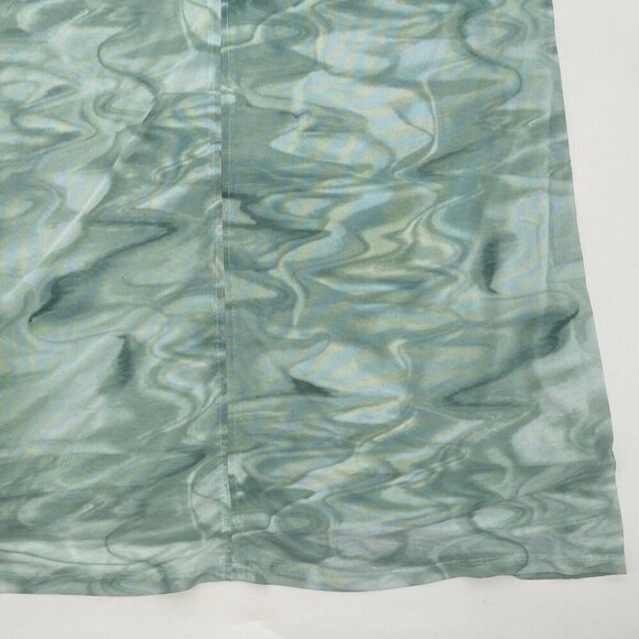 House of Harlow 1960 Size Medium Midi Skirt Green Tie Dye Ruched Mesh - Picture 4 of 9